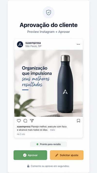Demonstração da tela de aprovação do cliente no celular